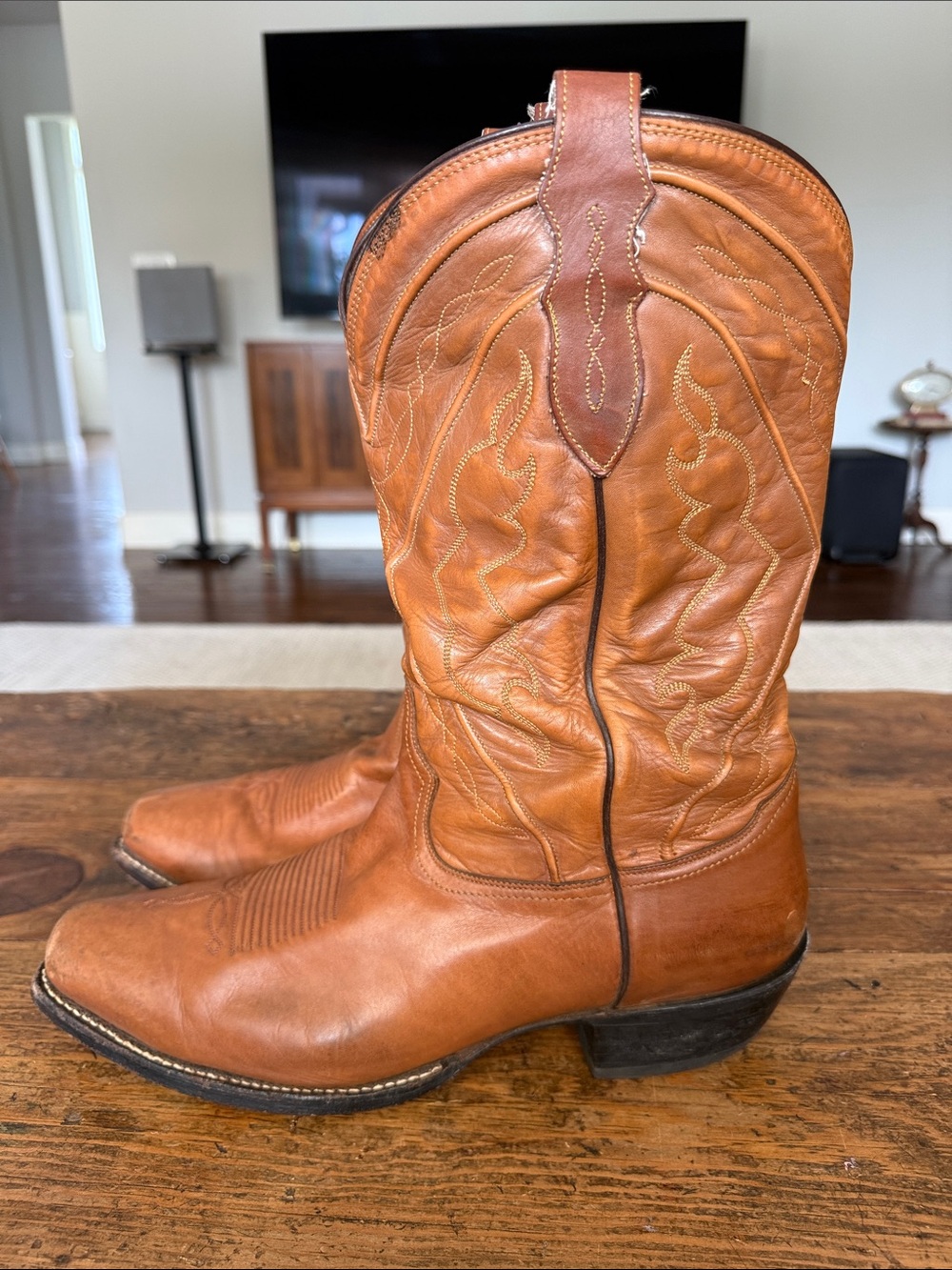 Tony Lama Brown Leather Rare Vintage Western Boots Size 13
